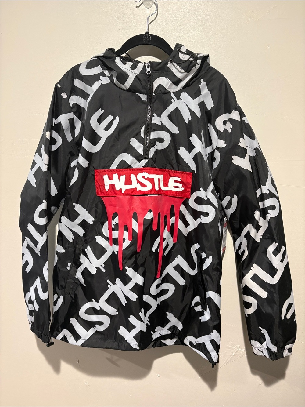 NWT Prime Threads Hustle Graphic Windbreaker Anorak Jacket Men’s L